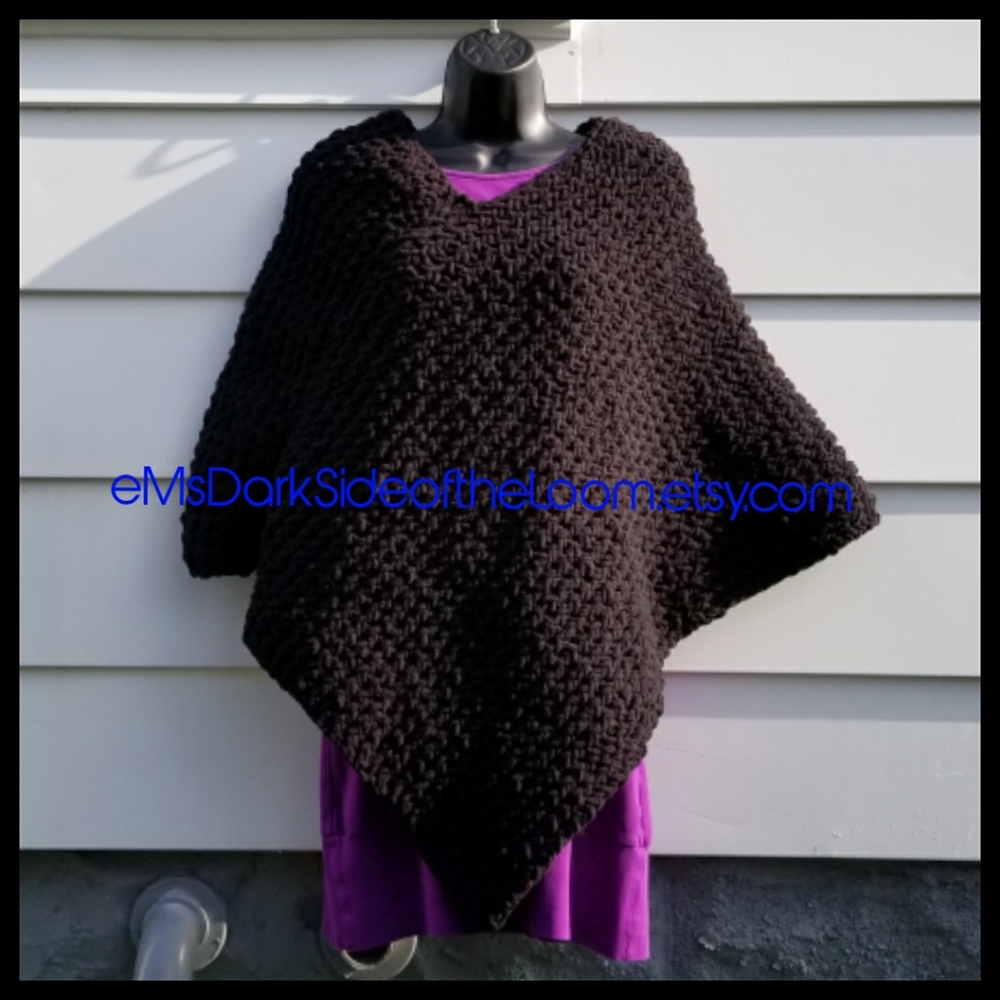 Coal Black Knit Poncho